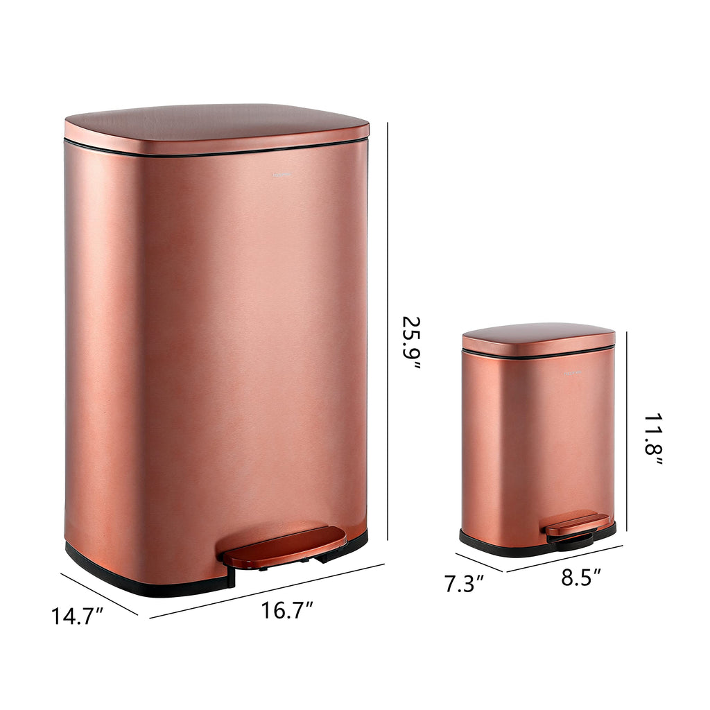 happimess HPM1006B Connor Rectangular 13-Gallon Trash Can with Soft-Close Lid and Free Mini Trash Can, Fingerprint Resistant, Modern, Minimalistic for Home, Kitchen, Office, Bathroom, Black