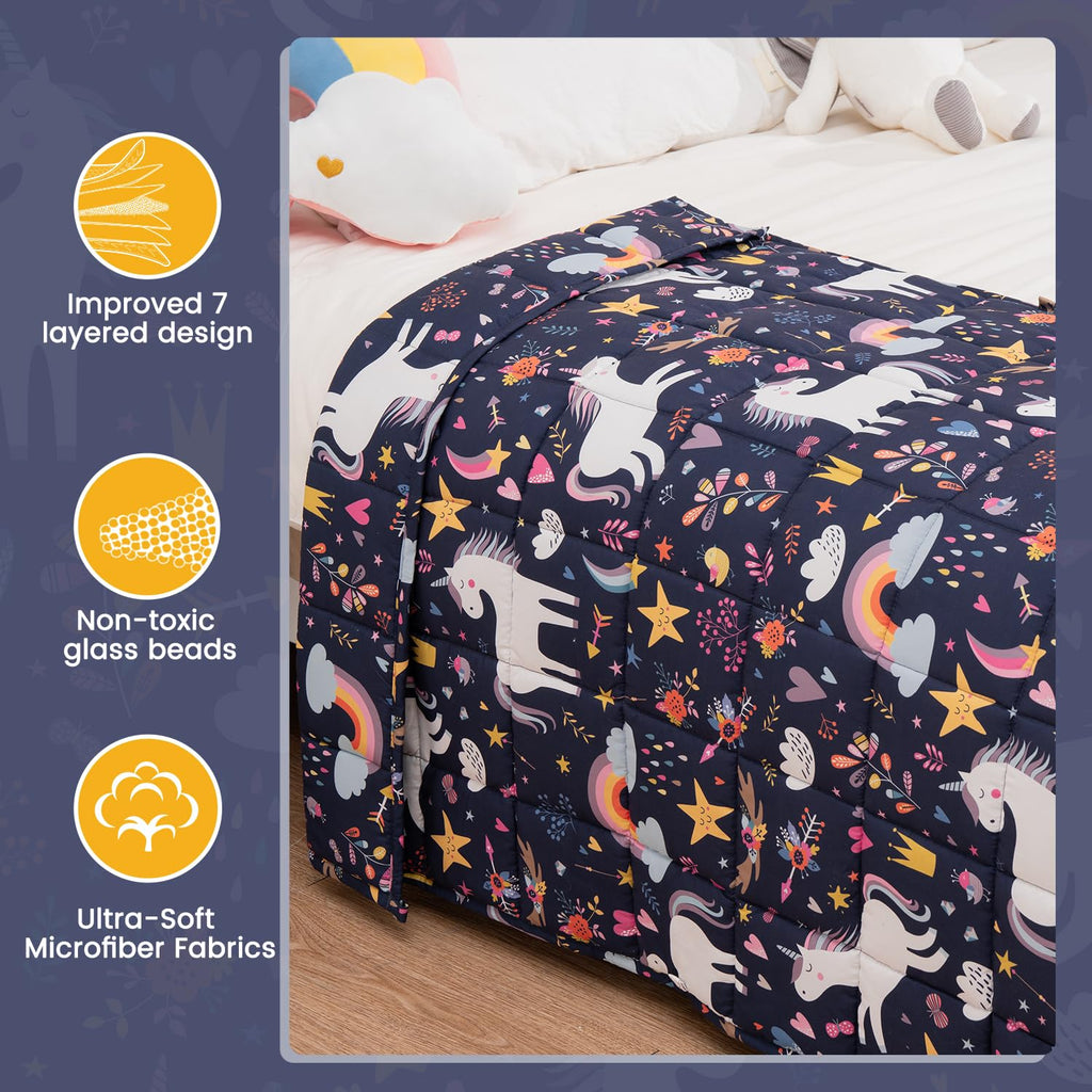 Mr. Sandman Weighted Blanket 3 Pounds Washable, Best for 20-40lb Breathable Cotton Heavy Blanket with Nontoxic Glass Beads - 36" x 48" Cute Cat