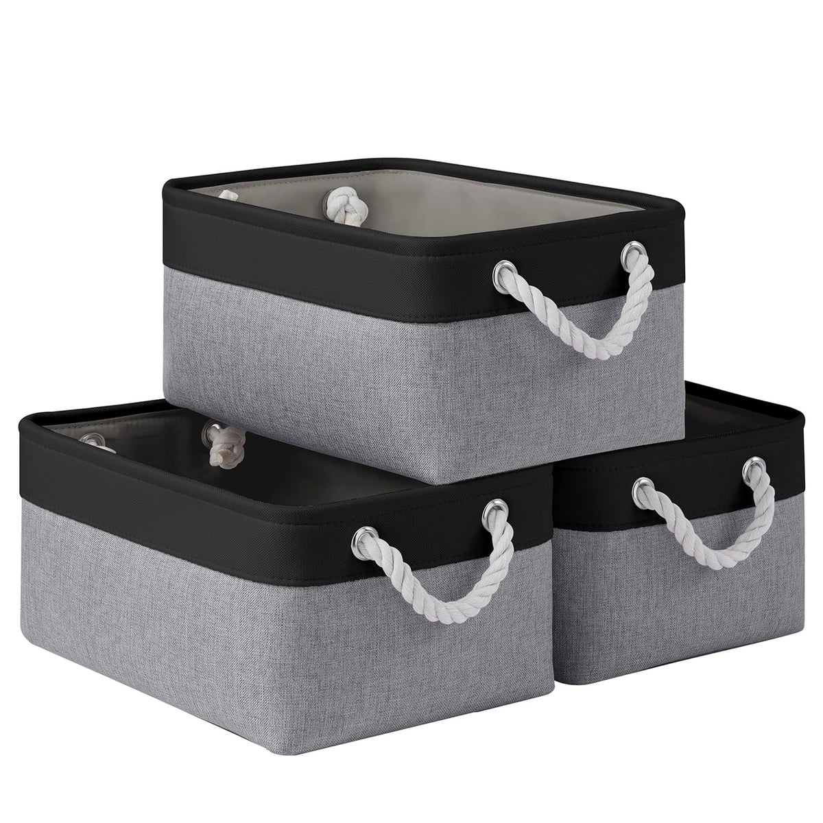 Storage Baskets for Shelves 11.8x7.9x5.2 Inch, Foldable Fabric Storage Bins with Handles, Small Storage Baskets for Organizing Closet, Office, Home Organization (1-Pack, Gray)