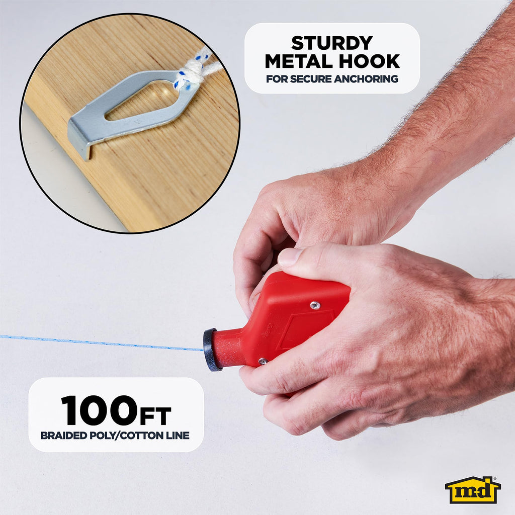 M-D Building Products 00805 ABS Tuff Line™ Contractor Chalk Reel, Durable and Reliable Chalk Line for Precision Marking, Ideal for Construction & Carpentry Projects (0.06 in. x 100 ft, Black)
