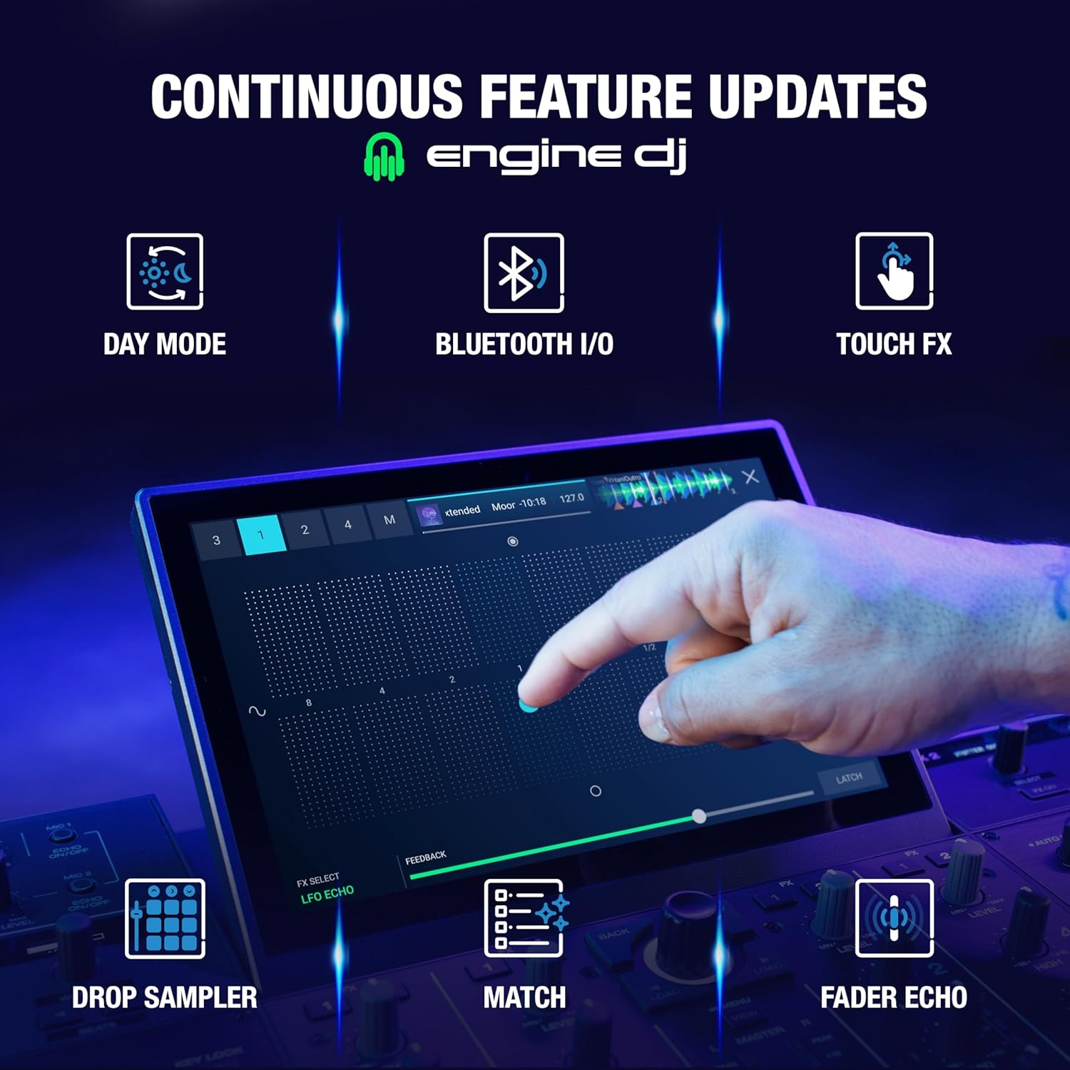 Denon DJ PRIME 4+ Standalone DJ Controller with Stem Separation on 4 Decks, Wi-Fi Streaming, Drop Sampler Mixer, 10.1" Touchscreen, Light Control