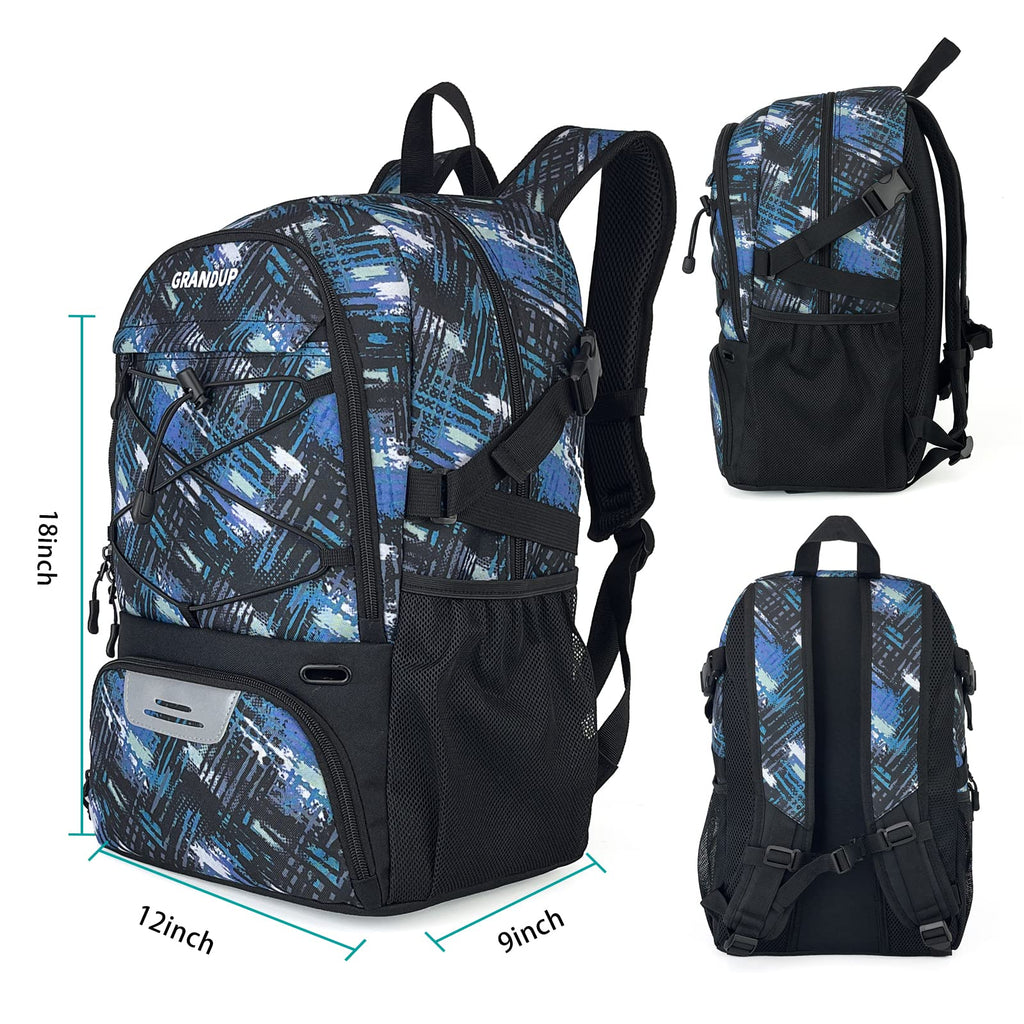 GRANDUP Basketball backpack with ball and shoes compartment Fit Volleyball, soccer, Swim, Gym, Travel, and School, large capacity sports training equipment bags