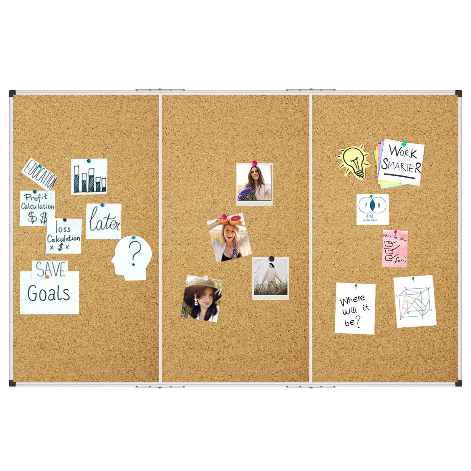 XBoard 24 x 18 Inch Wall-Mounted Office Cork Board, Notice Bulletin Board with Aluminum Frame