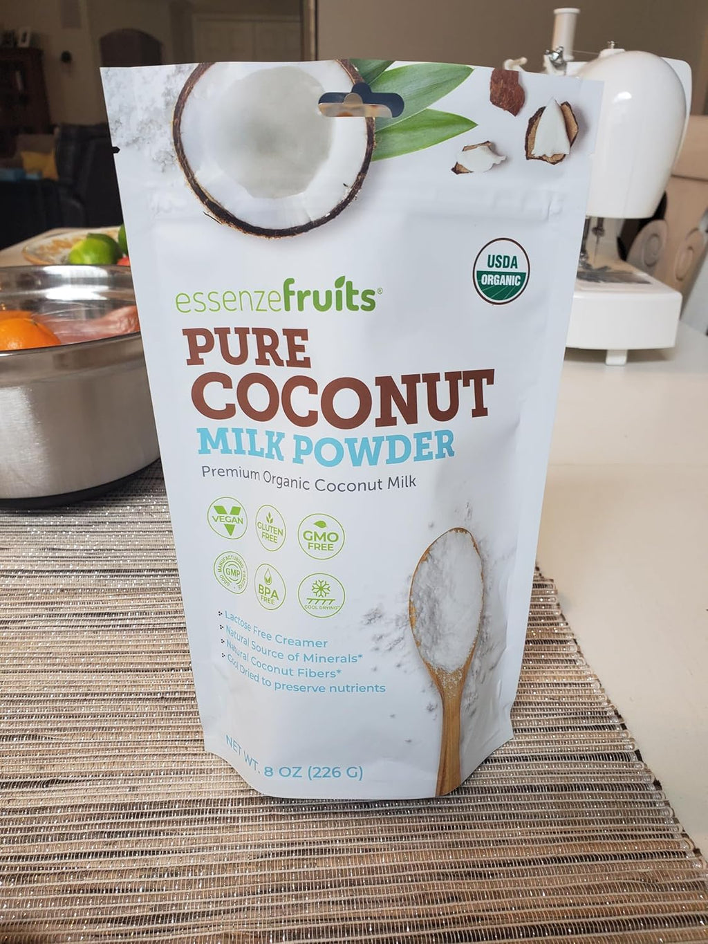 Essenzefruits Pure Organic Coconut Milk Powder - Premium Maltodextrin Free, No Sugar Added, Dairy Free, USDA Organic, Vegan, Keto & Paleo Friendly, No Additives, Pre Biotic Fibers, 27 Servings - 8 Oz