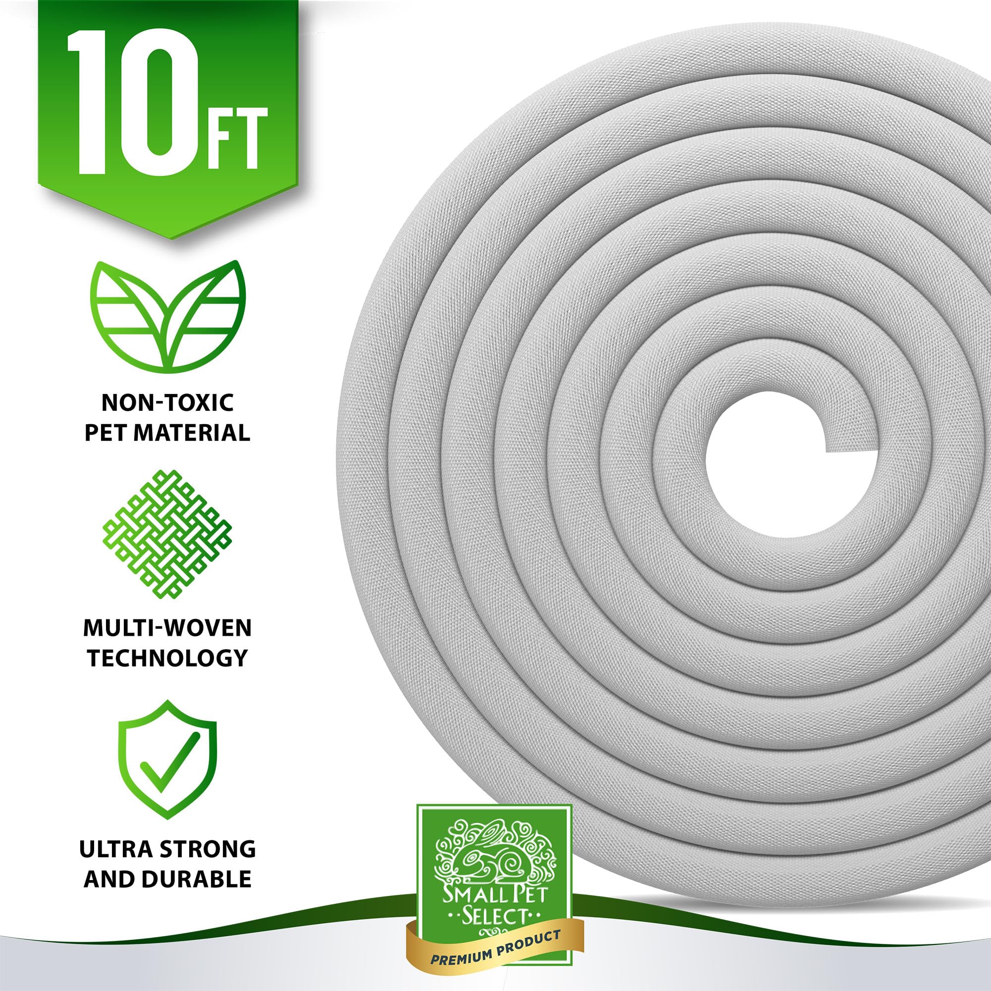 Small Pet Select Heavy Duty Cord Cover - Black, 10ft - Ultra Durable Electrical Cable and Wire Protector for Rabbits, Dogs, Cats and Other Pets - Cord Management and Animal Protection