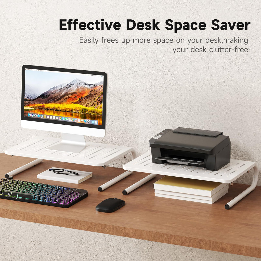 suptek Clamp-on 32 Inch Dual Monitor Desk Mount Riser Shelf Computer Stands for 2 Monitor,Laptop,Printer, Notebook,32.2” x 7.8” x 5.7”