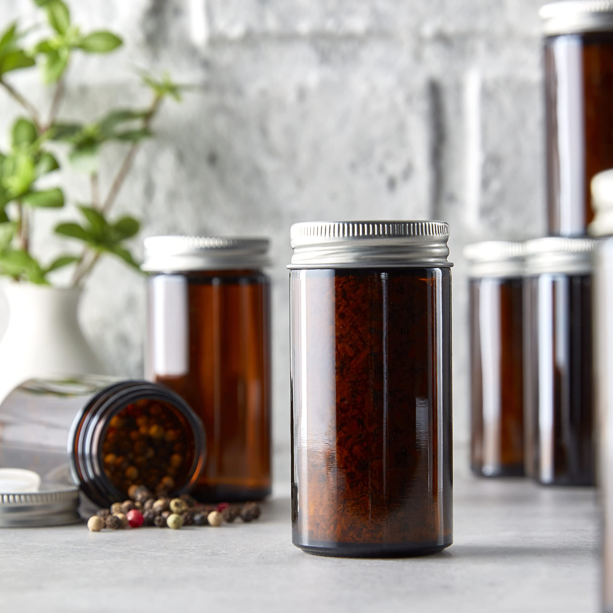 Kamenstein 5244227 Empty Jars With Black Cap, Set Of 12, 3-Ounce