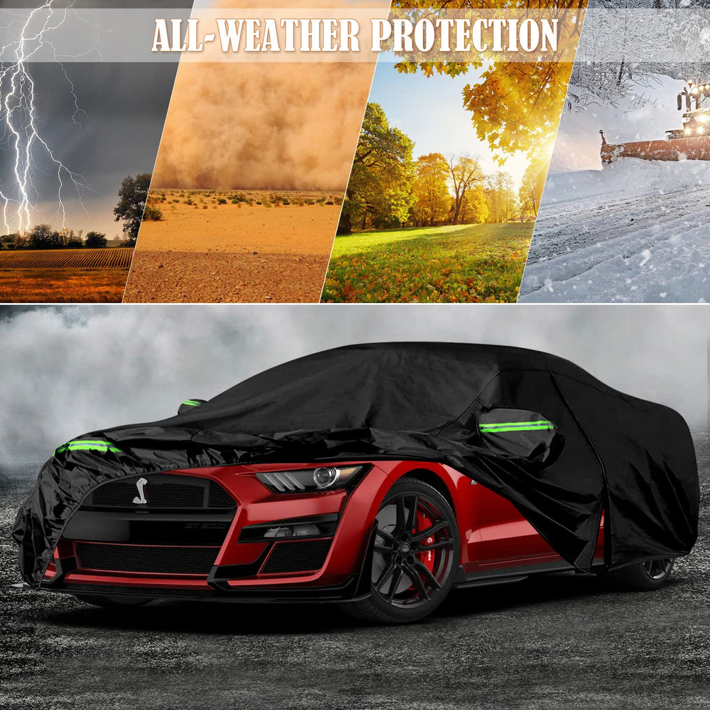 Waterproof Car Cover Replace for 1964-1978 Ford Mustang, 6 Layers All Weather Custom-Fit Mustang Full Car Covers with Zipper Door for Snow Rain Dust Hail Protection (1964-1978)