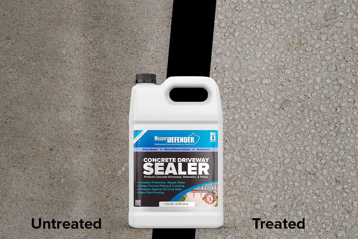 MasonryDefender Concrete Sealer - Deep Penetrating Water Repellent, Silane Siloxane - 1 Gallon