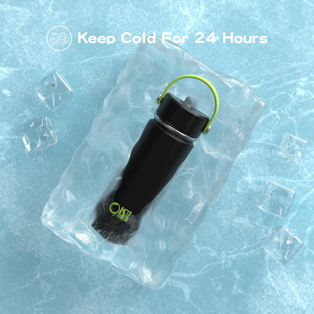 OISIZ Kids Water Bottle with Straw Lid 14oz, Vacuum Insulated 316 Stainless Steel Water Bottles for Kids for School, Leakproof Water Bottle, BPA Free and Keep Cold for 24 Hours