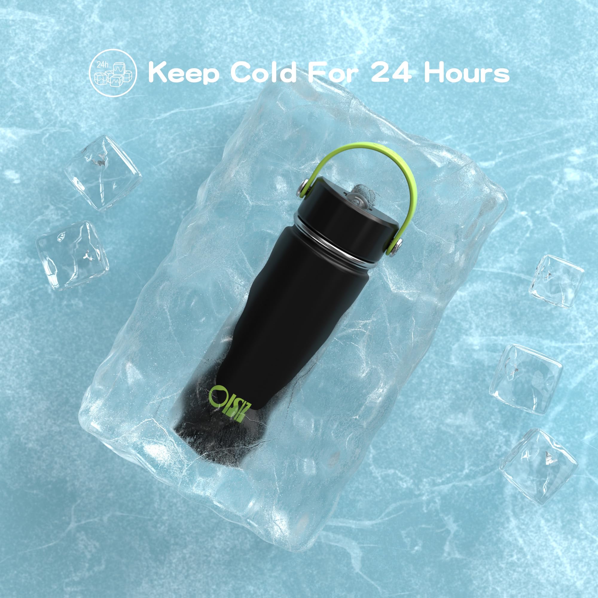 OISIZ Kids Water Bottle with Straw Lid 14oz, Vacuum Insulated 316 Stainless Steel Water Bottles for Kids for School, Leakproof Water Bottle, BPA Free and Keep Cold for 24 Hours