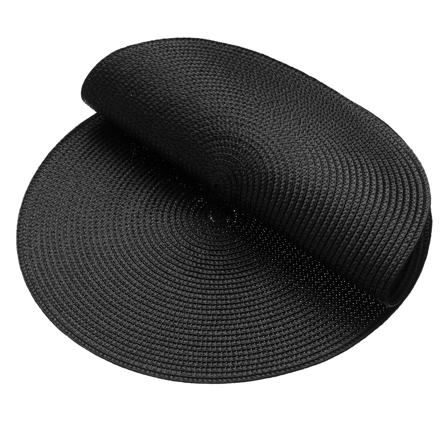 AHHFSMEI Round Placemats Set of 6 Heat Resistant Washable Non-Slip Woven Braided Table Mats for Dining Table Kitchen & Home Decor (Beige)