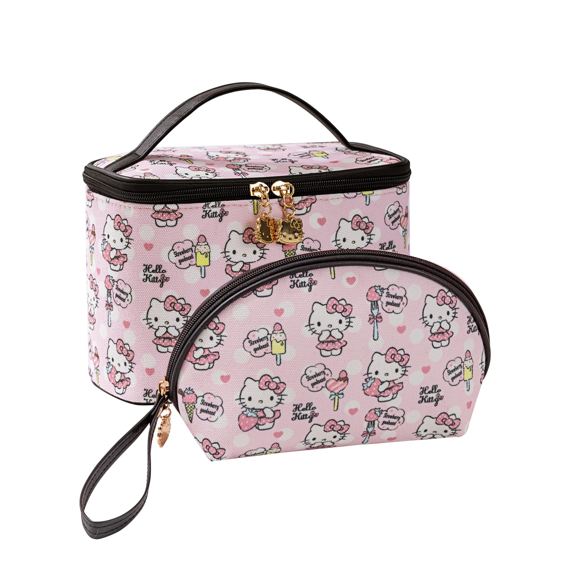 AmBealla Makeup Bag Large Waterproof Cosmetic Bags with Makeup Brush Holder,Cute Printed Makeup Organizer for Women Traveling,Portable Toiletry Bag for Girls