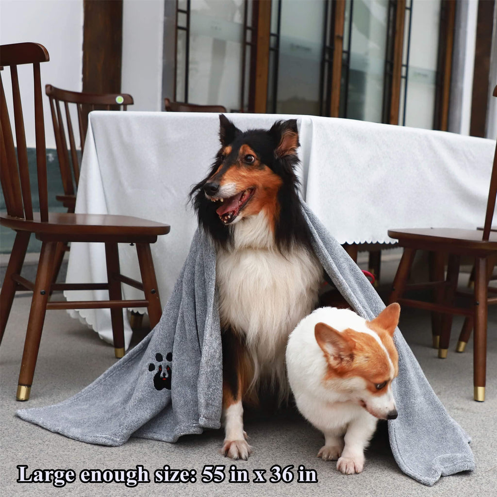 Dogvingpk Medium Dog Towel 4 Pack, Super Absorbent Soft Quick Drying Microfiber Pet Bath Towels for Medium & Small Dogs (M-36" * 28", 2Grey and 2Brown)