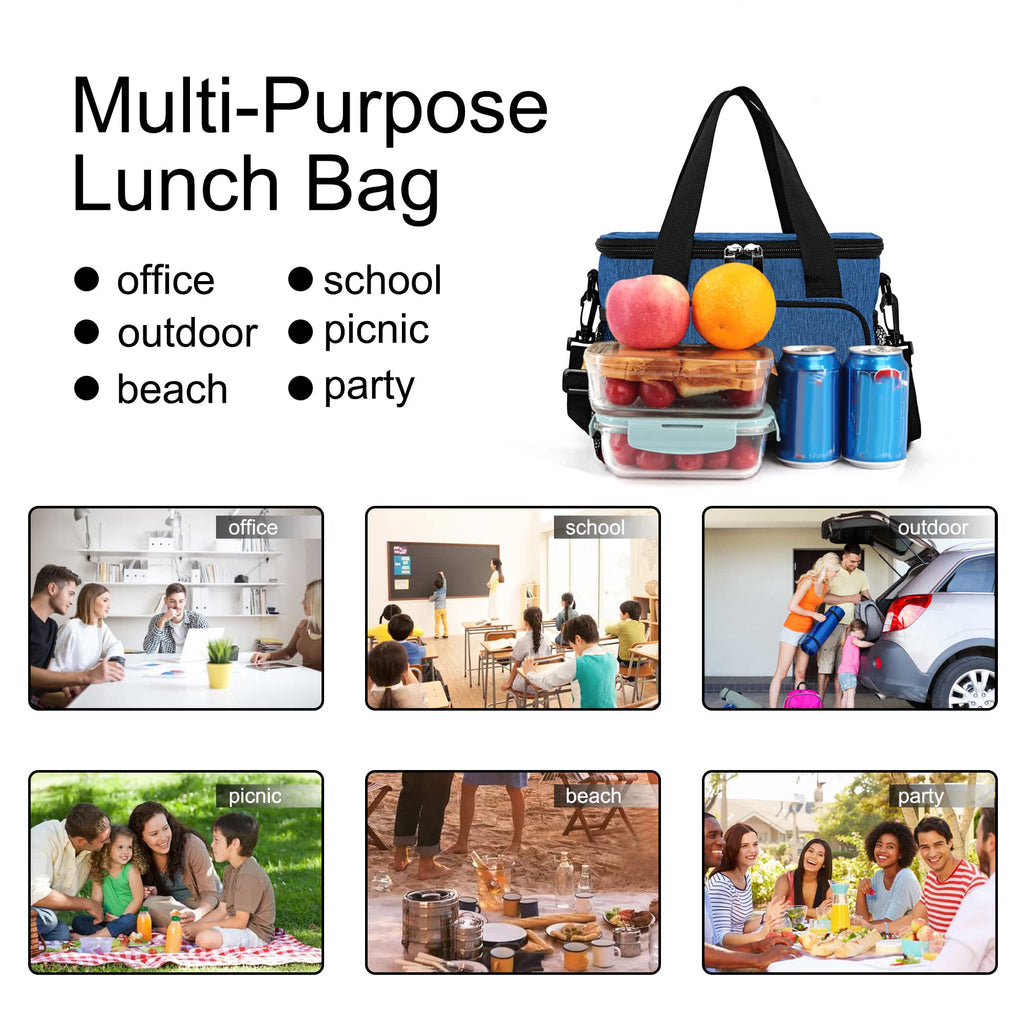 Femuar Lunch Bags for Women/Men, Insulated Lunch Bag for Work Office Picnic - Large Lunch Cooler Bag Leakproof Lunch Box with Adjustable Shoulder Strap for Adults - Grey (15L)