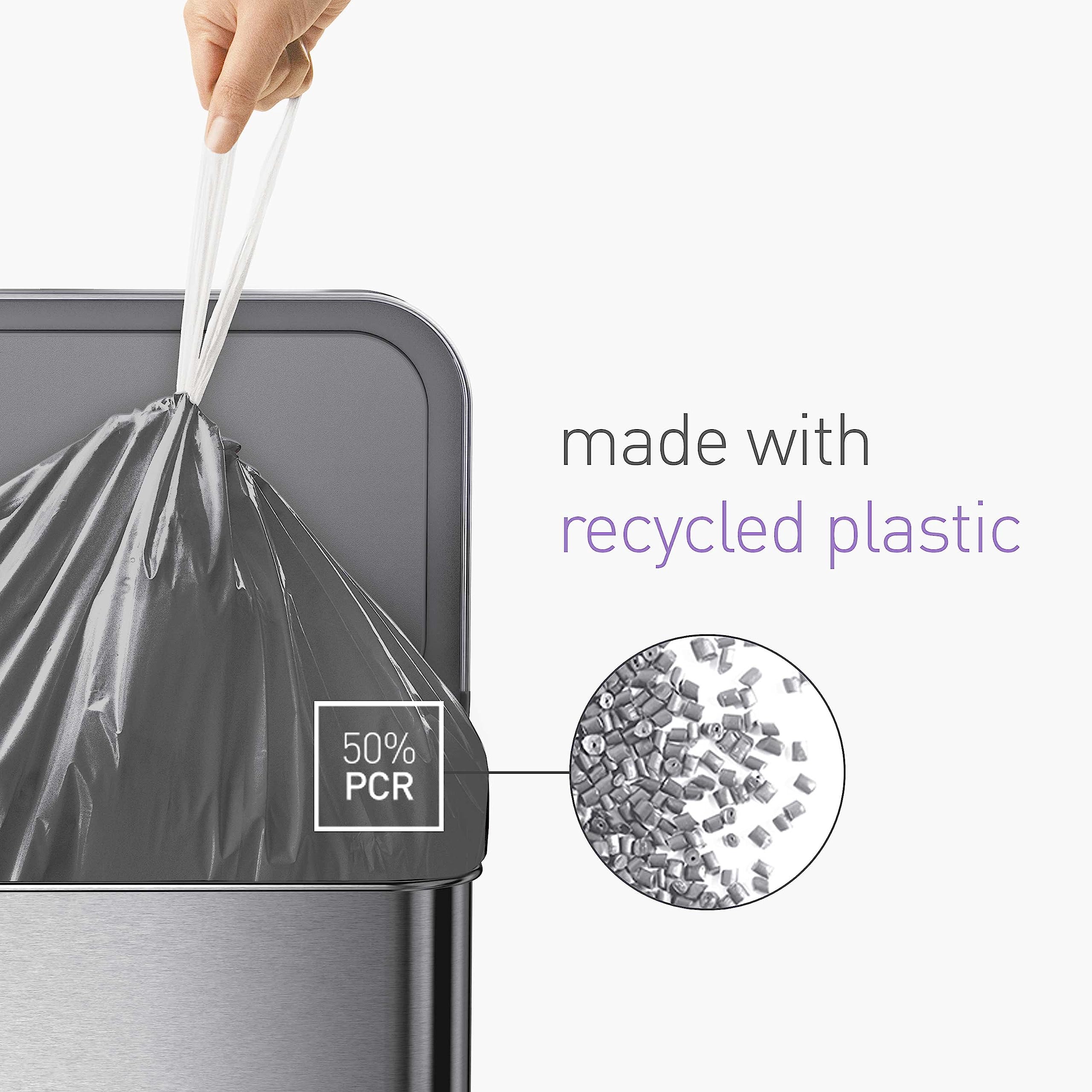simplehuman Code H 60 Count, Genuine Odorsorb Custom Fit Liners, Drawstring Odor Absorbing Trash Bags in Dispenser Packs, 30-35 Liter / 8-9 Gallon