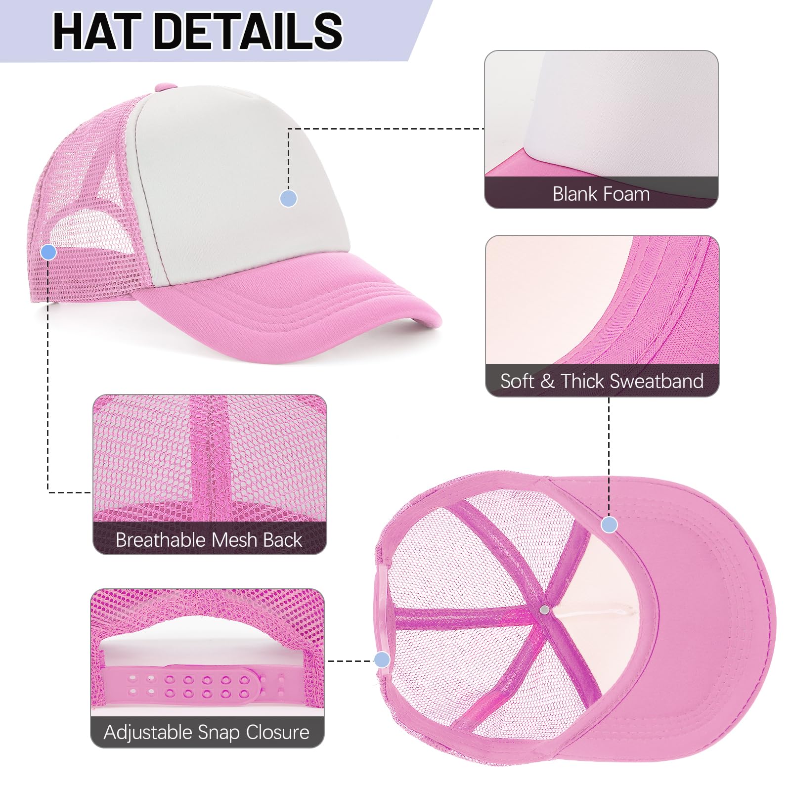 Ultrafun 10 Pack Trucker Hat Mesh Sublimation Blank Hats Adjustable Baseball Caps Hats for Men Women