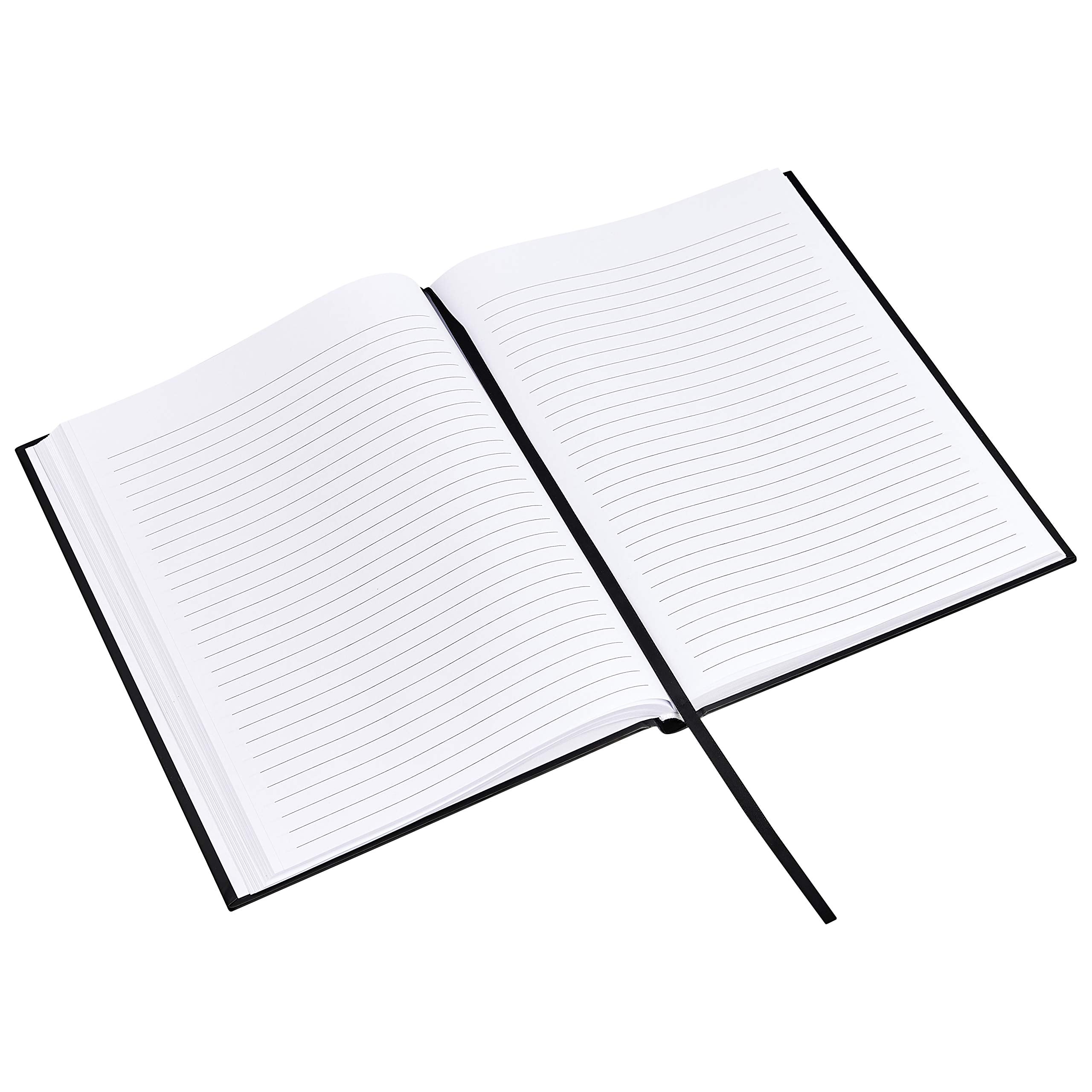 Amazon Basics Professional Hardcover Writing Journal for Journaling and Note Taking, Sturdy, Perforated Pages, 10.5 x 7.5 inches, Black, 2-Pack