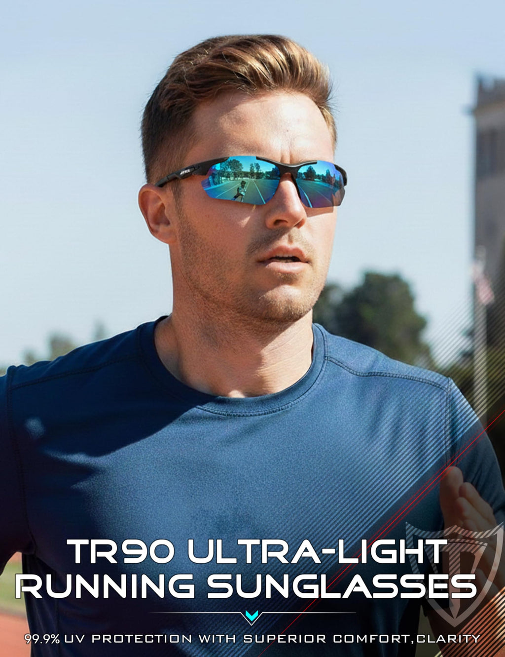 ATTCL 22g Polarized Sunglasses Men Sports: Secure Fit Wrap Around TR90 Frame Ultra-Light UV Protection for Running Fishing