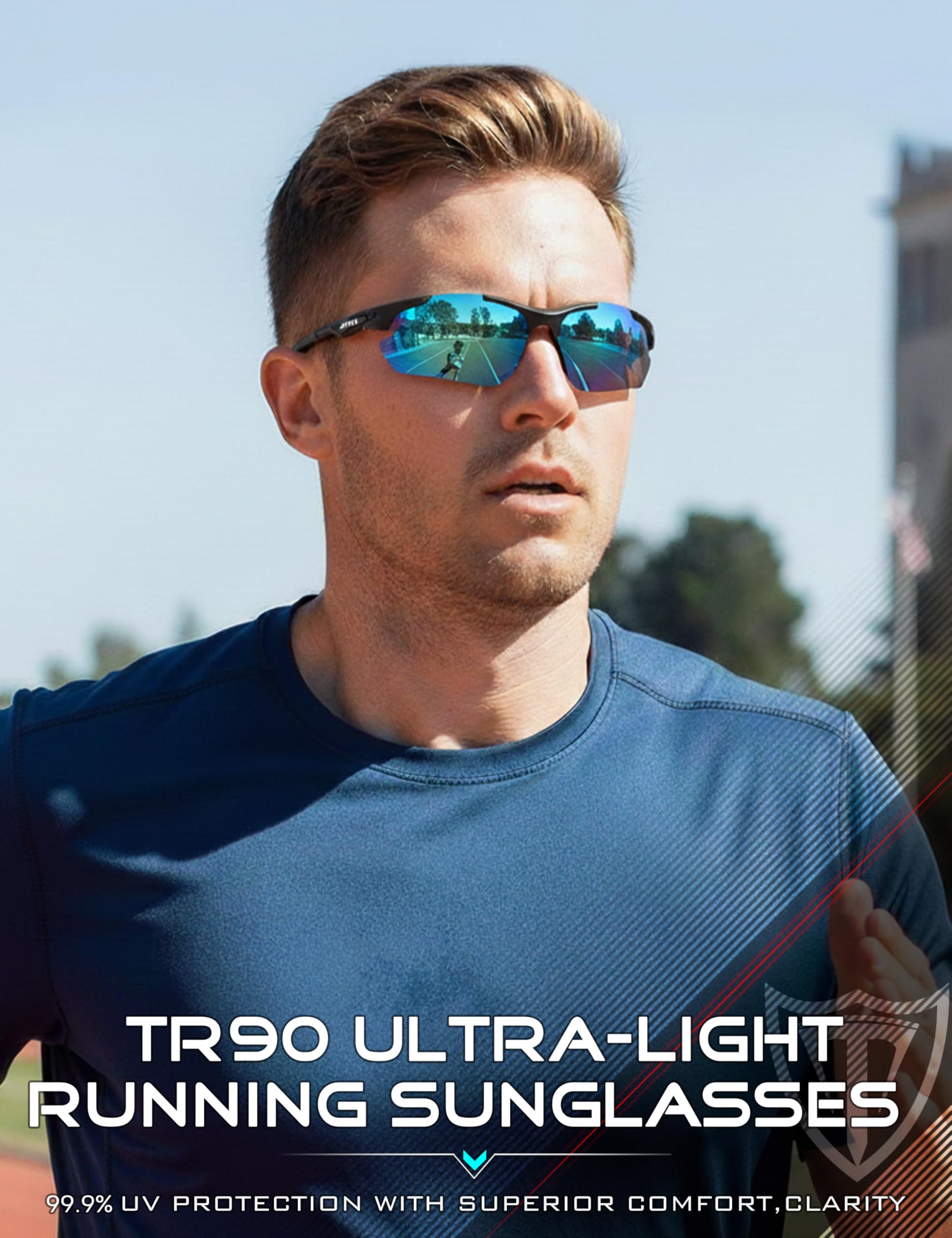 ATTCL 22g Polarized Sunglasses Men Sports: Secure Fit Wrap Around TR90 Frame Ultra-Light UV Protection for Running Fishing