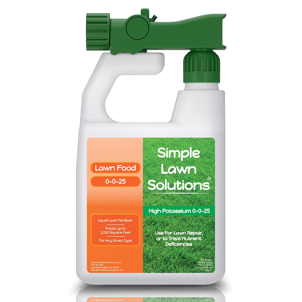 Simple Lawn Solutions - High Potassium Lawn Food Liquid Fertilizer 0-0-25 - Concentrated Spray - Turf Grass Vigor and Plant Hardiness - Summer and Fall - Any Grass Type (1 Gallon)