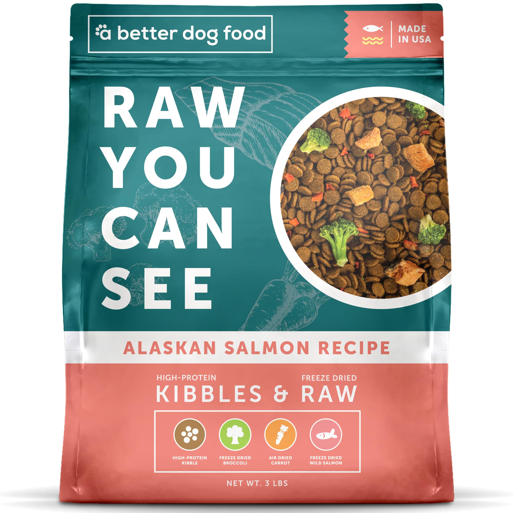A Better Dog Food | Chicken Dry Dog Food | Raw You Can See | High Protein Kibble + Freeze Dried Raw Dog Food
