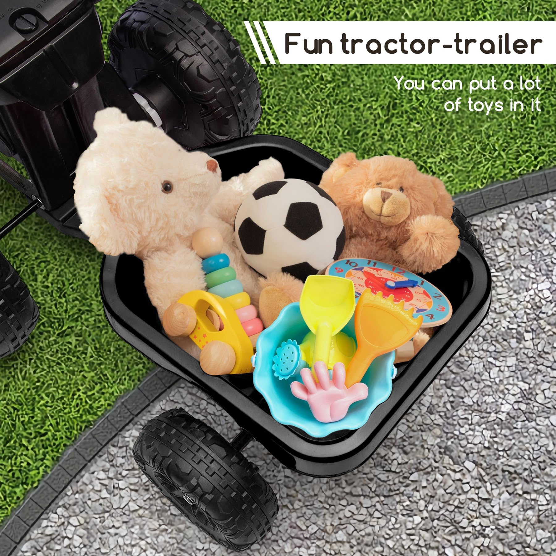 Kids Ride on ATV, 6V Battery Powered Kids Electric Vehicle, 4 Wheeler Quad w/Headlights, MP3, USB, Volume Control, Large Seat, Electric Ride on Toys Best Gifts for 18-36 Months Boys Girls (Black)