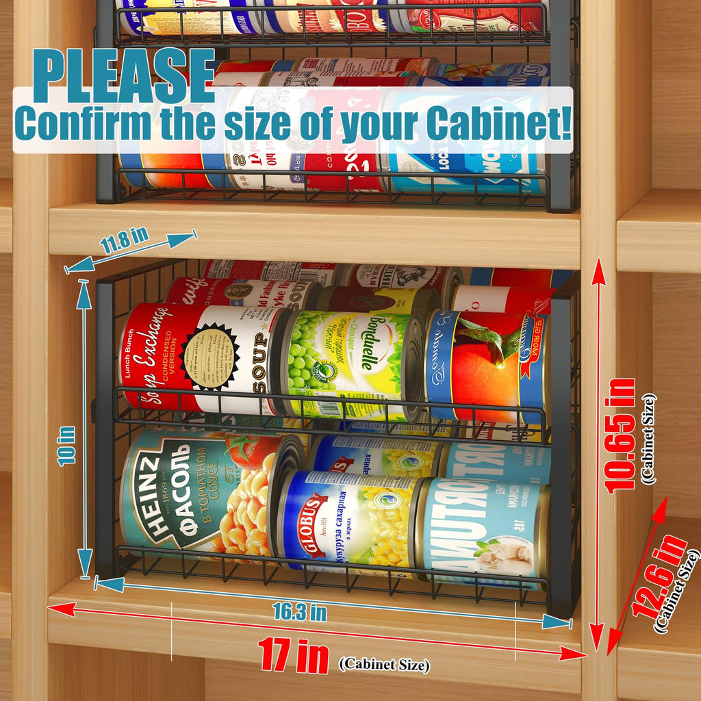 JKsmart 3-Tier Stackable Can Rack Organizer for Pantry, Adjustable Can Storage Holder for Various Ounces of Canned food Soda Drinks, Can Dispenser for Kitchen Cupboard Cabinet, 2 Pack