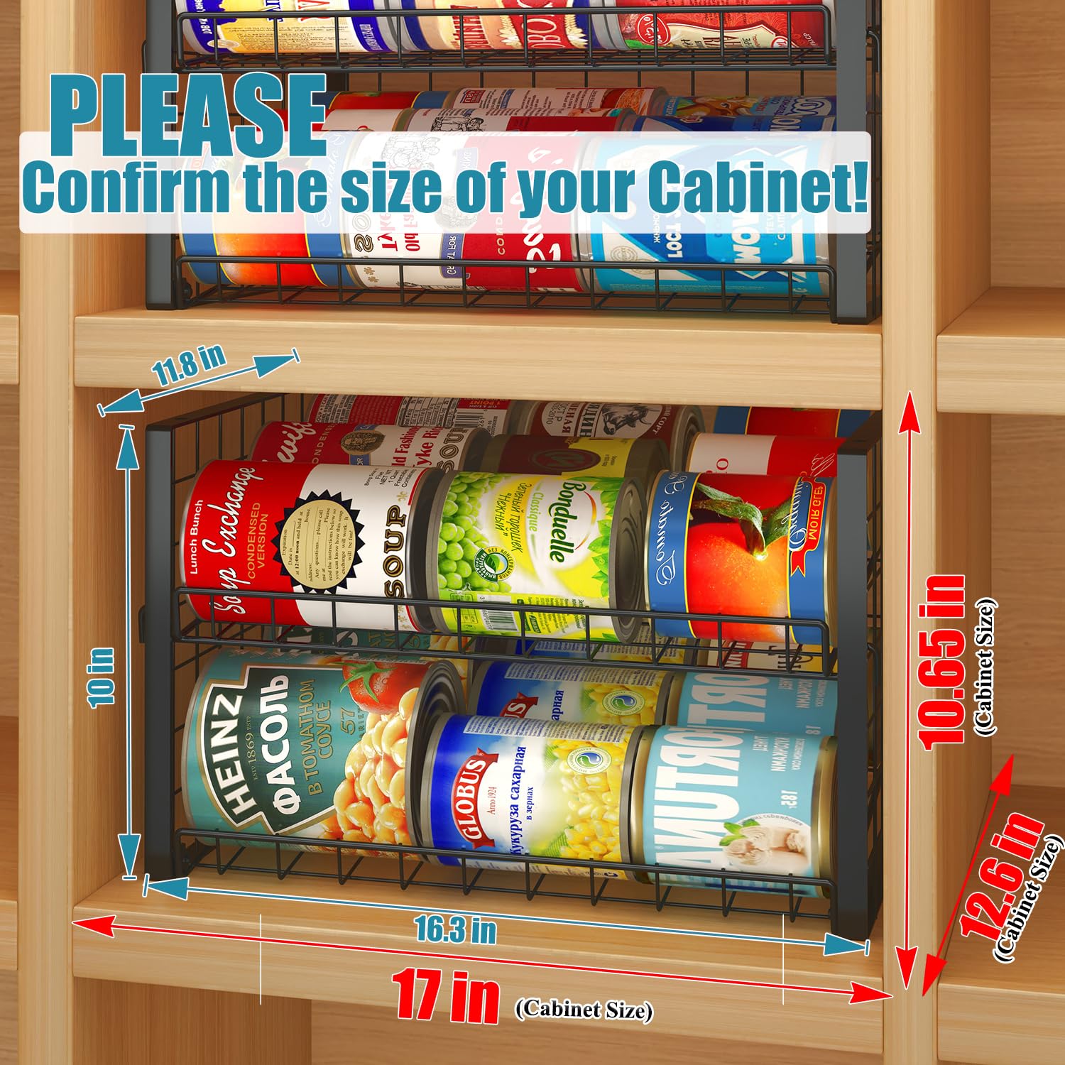 JKsmart 3-Tier Stackable Can Rack Organizer for Pantry, Adjustable Can Storage Holder for Various Ounces of Canned food Soda Drinks, Can Dispenser for Kitchen Cupboard Cabinet, 2 Pack