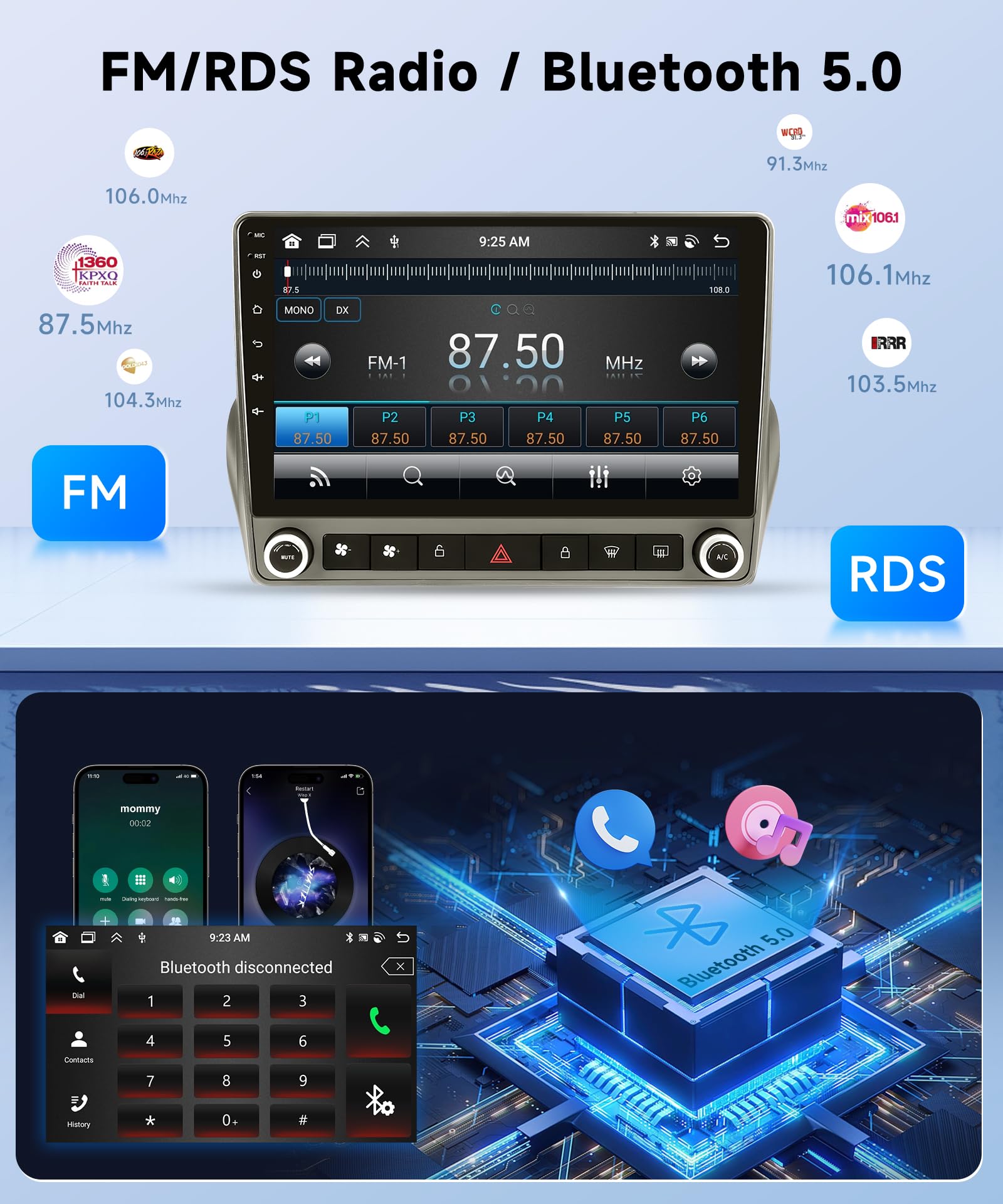 5G WiFi Android 15 Car Stereo for Chevrolet Chevy Camaro 2008–2015 Wireless Carplay Android Auto,9" HD IPS Touchscreen Car Radio Support GPS/10band DSP Audio/Bluetooth/FM/SWC/Backup Camera