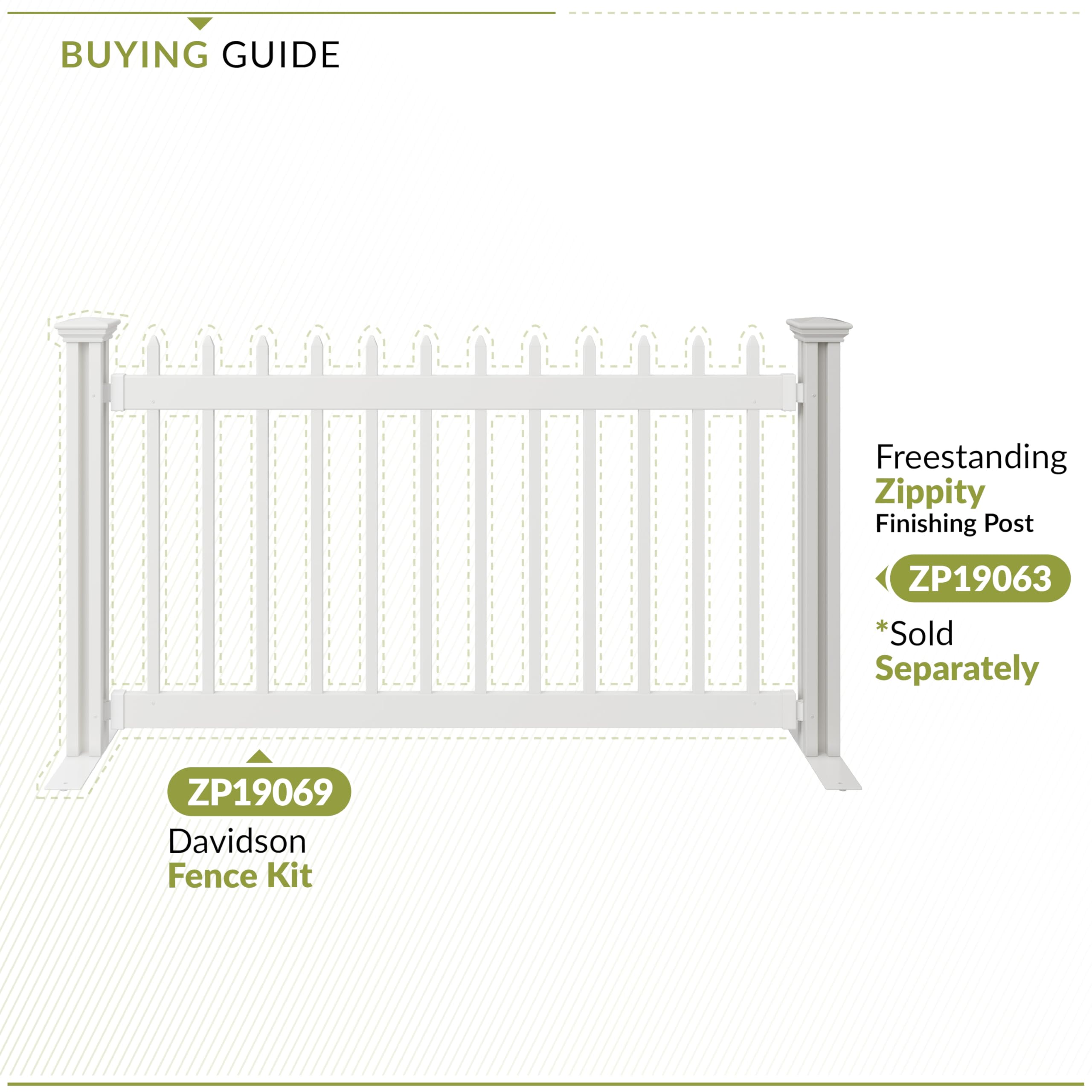 38in Tall (1 Post) Freestanding Zippity Finishing Post for Davidson or Kensington Portable Fences, Support with Portable Foot for Outdoor & Indoor Barrier for Events, Easy DIY Install, ZP19063