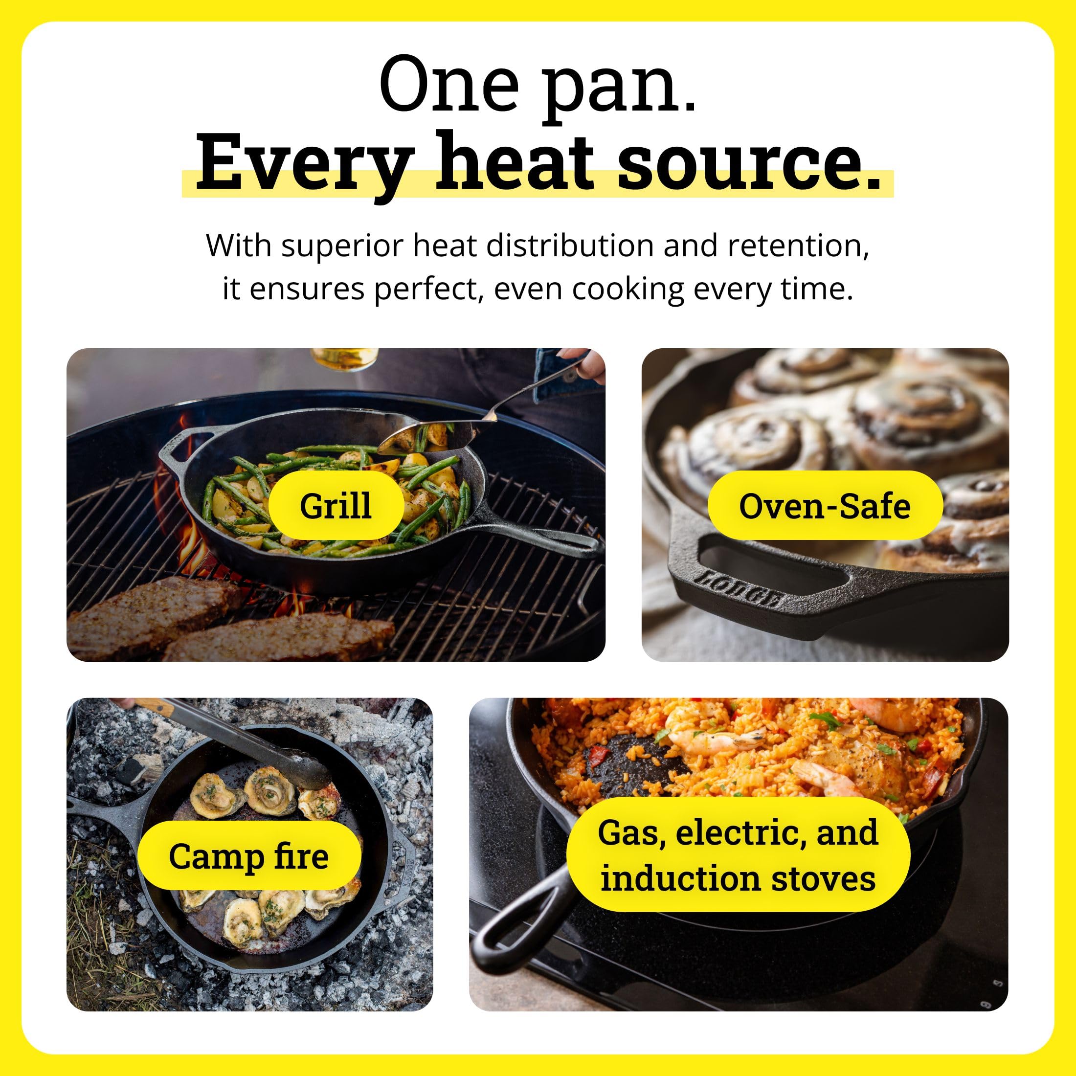Lodge Reversible Cast Iron Grill/Griddle Pan 16.75 x 9.5 - Pre-Seasoned Dual-Sided Double Burner for BBQ, Eggs, Pancakes, Burgers - PFAS Free Cookware - Flat Top Plate for Oven, Grill, & Campfire