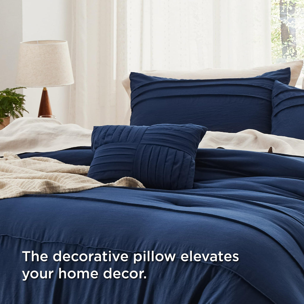Bedsure Twin Comforter Set - 3 Pieces Pinch Pleat Bed Set, Beige Boho Bedding for All Season, 1 Soft Comforter, 1 Pillowcase, 1 Decorative Pillow
