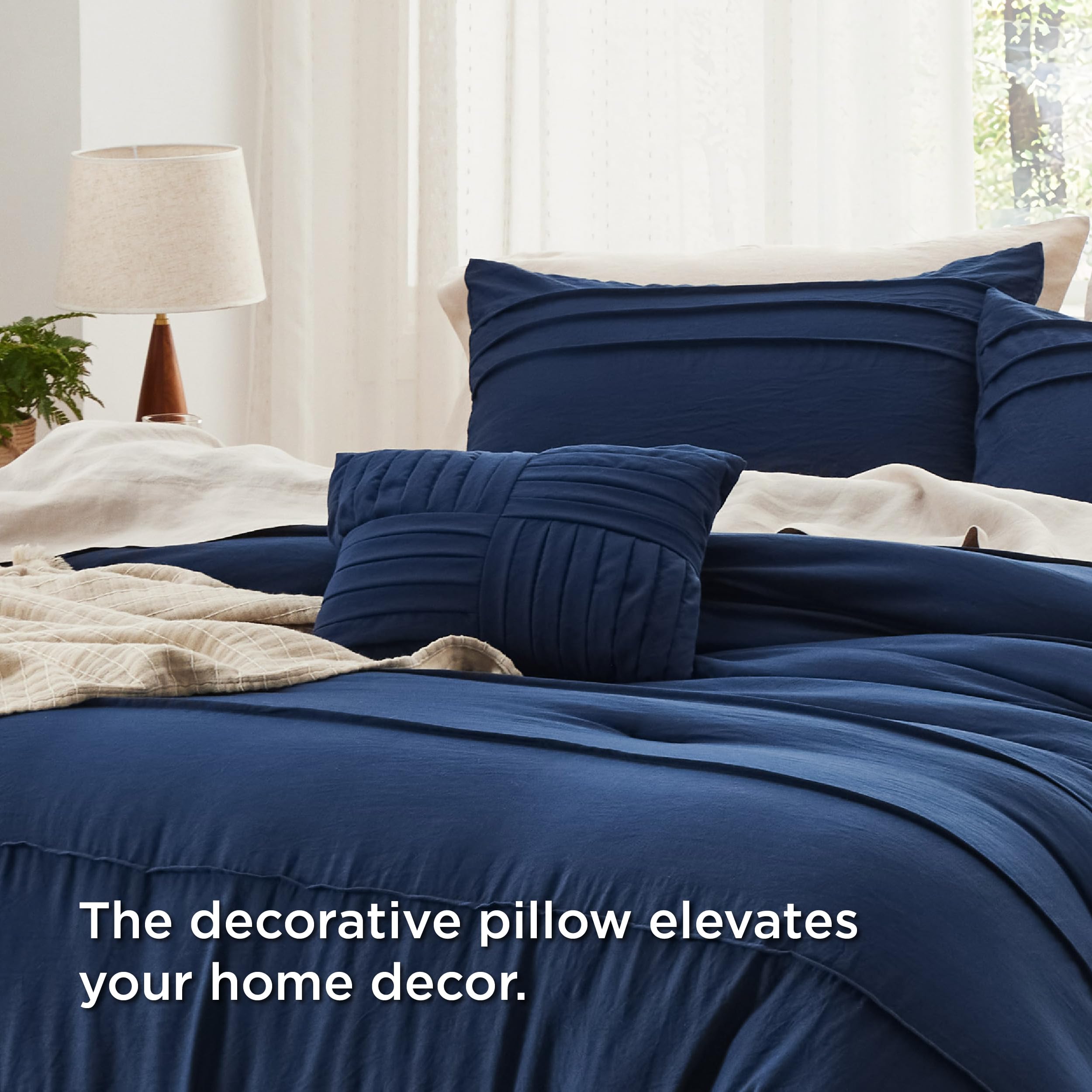 Bedsure Twin Comforter Set - 3 Pieces Pinch Pleat Bed Set, Beige Boho Bedding for All Season, 1 Soft Comforter, 1 Pillowcase, 1 Decorative Pillow