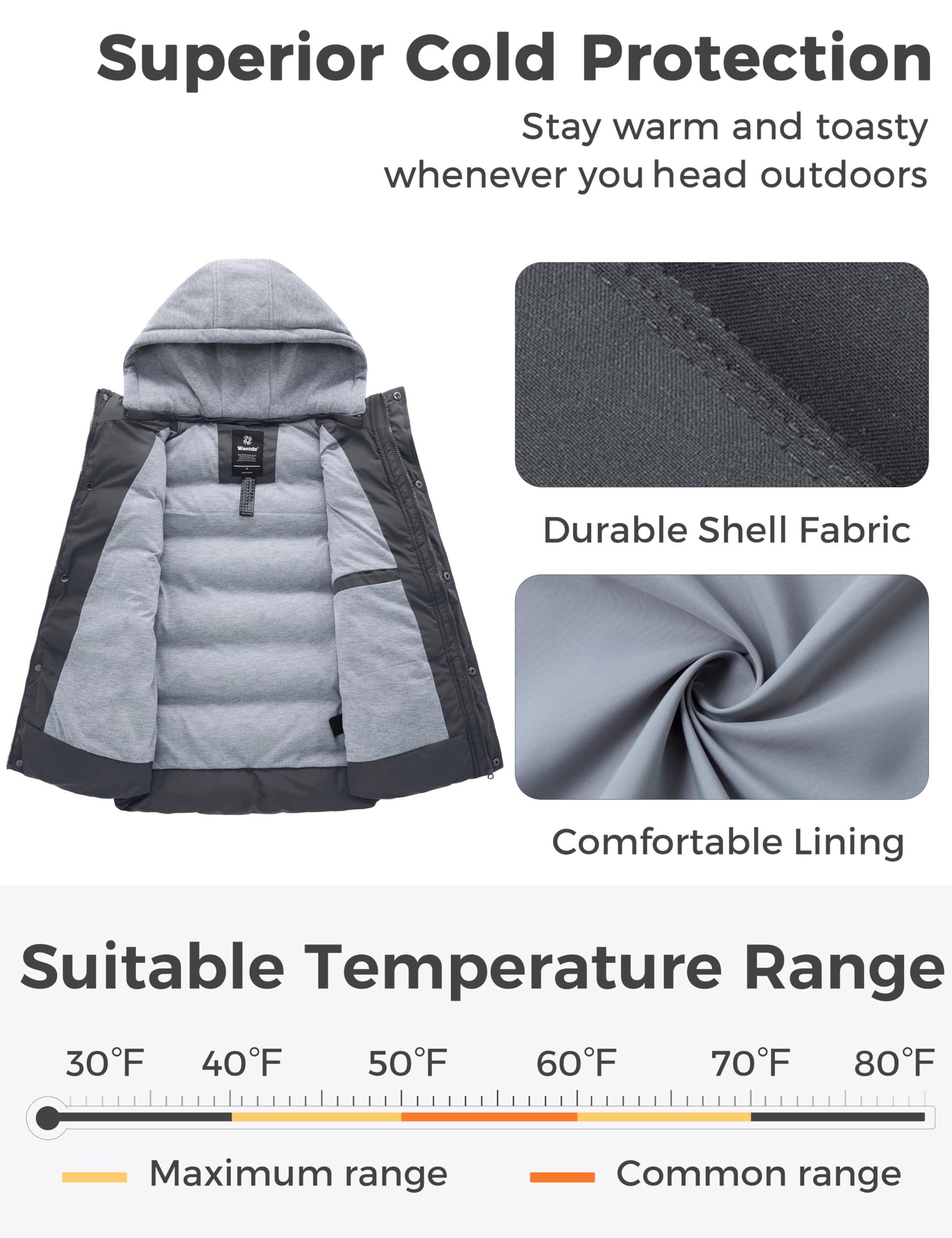 Wantdo Women's Quilted Puffer Vest Thicken Warm Winter Coat with Removable Hood