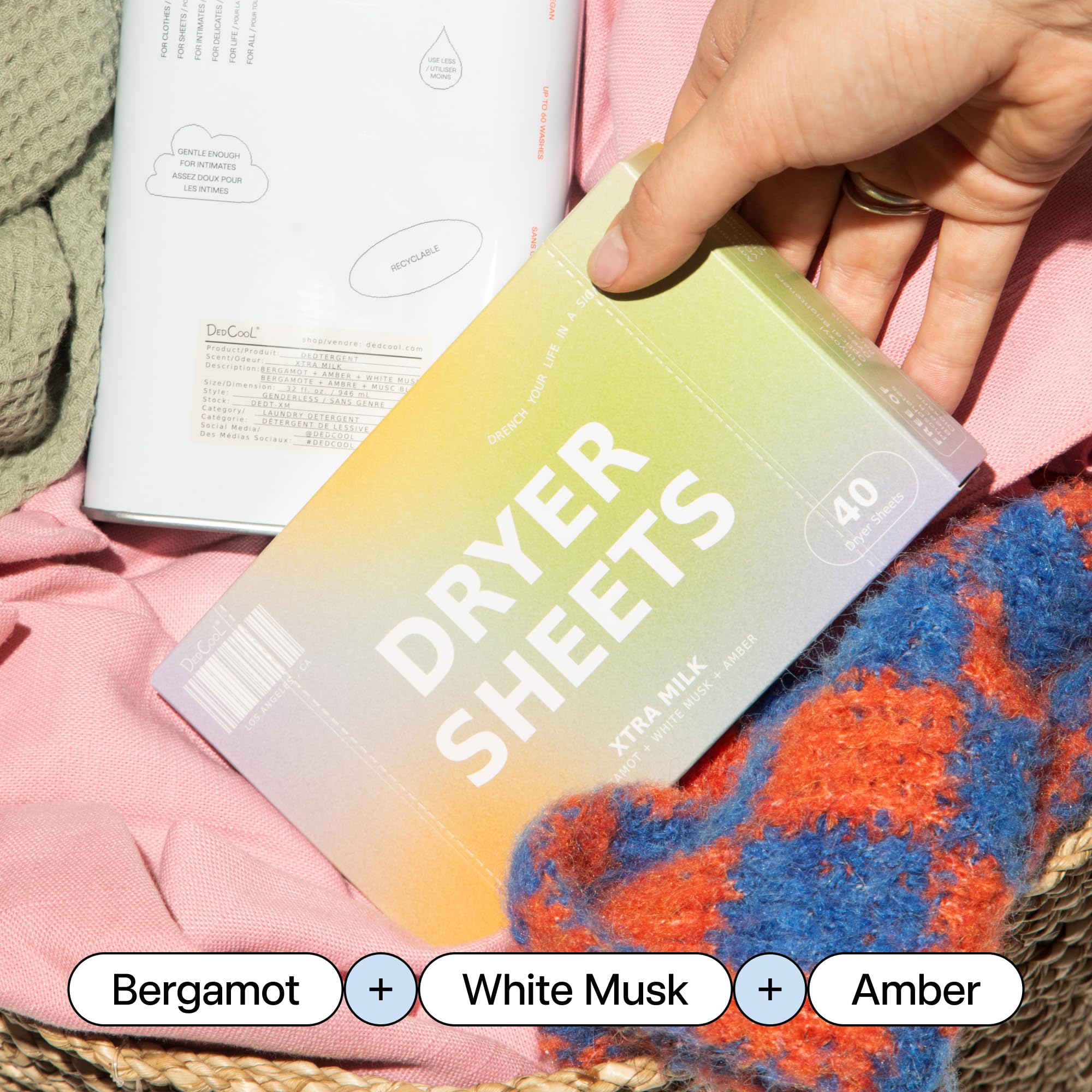 DedCool Dryer Sheets in 01 Taunt | 40 Count | Non-Toxic, Vegan Fabric Softener Sheets | Bergamot, Vanilla & Amber Scent | Softens & Freshens