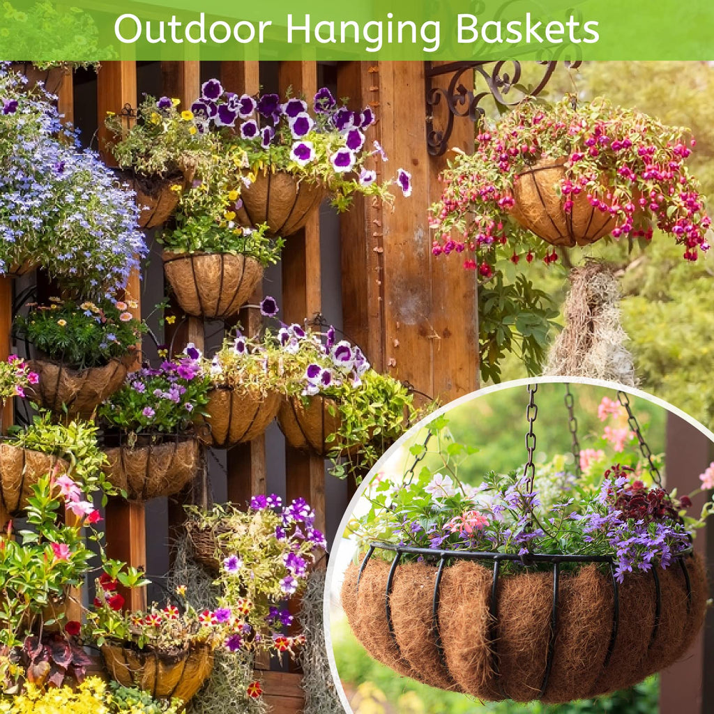 Riare 2 Pack 12 Inch Round Coco Liners Replacement, 100% Natural Coconut Coir Liners for Hanging Baskets, Garden Flower Vegetables Planter Pot, Window Box, Fence, Decks