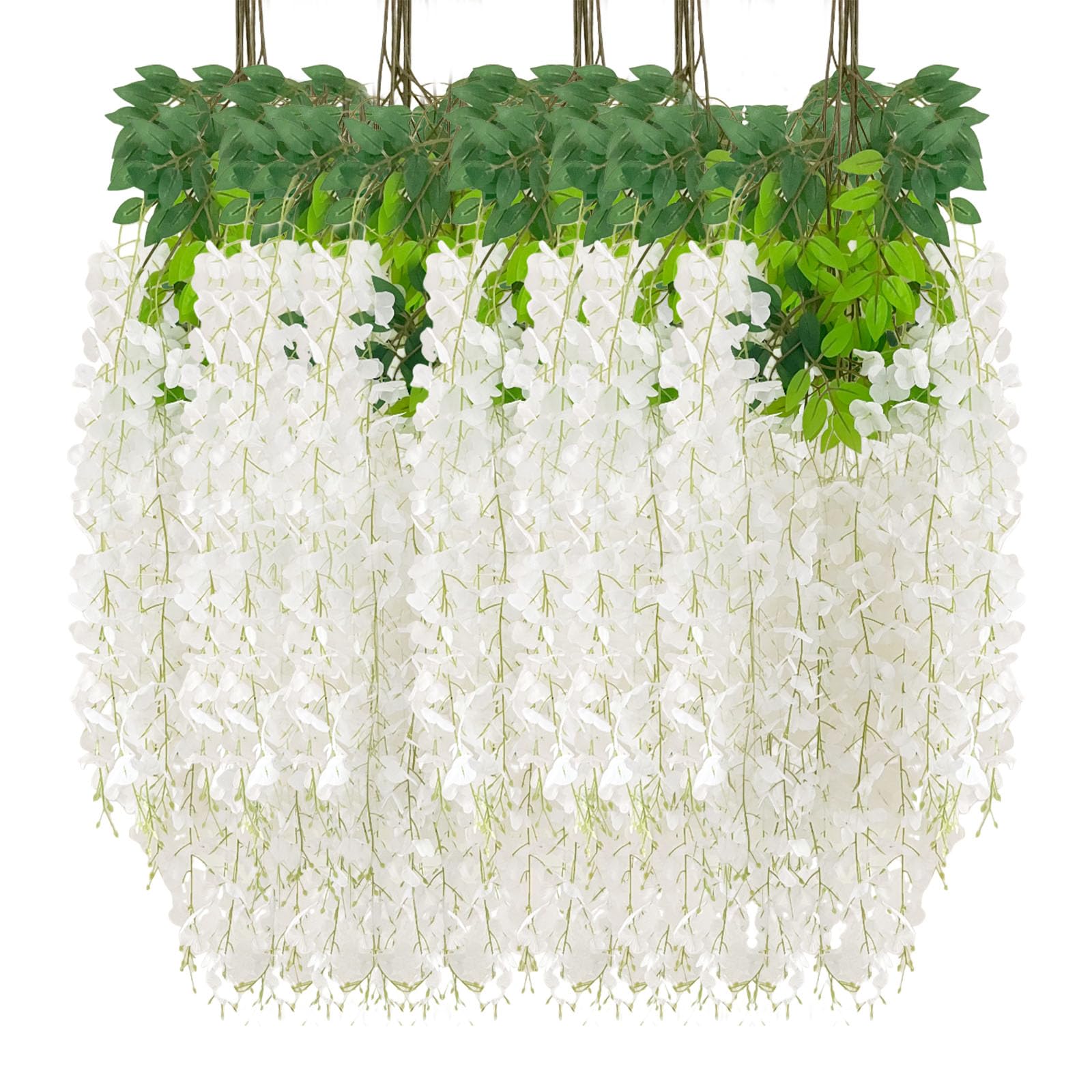 5 Pack Pink Wisteria Hanging Flowers Garland, 3.77 Feet Artificial Flower Vines, Fake Wisteria, Artificial Vines Hanging Garland for Backdrop Outdoor Yard Garden Decor