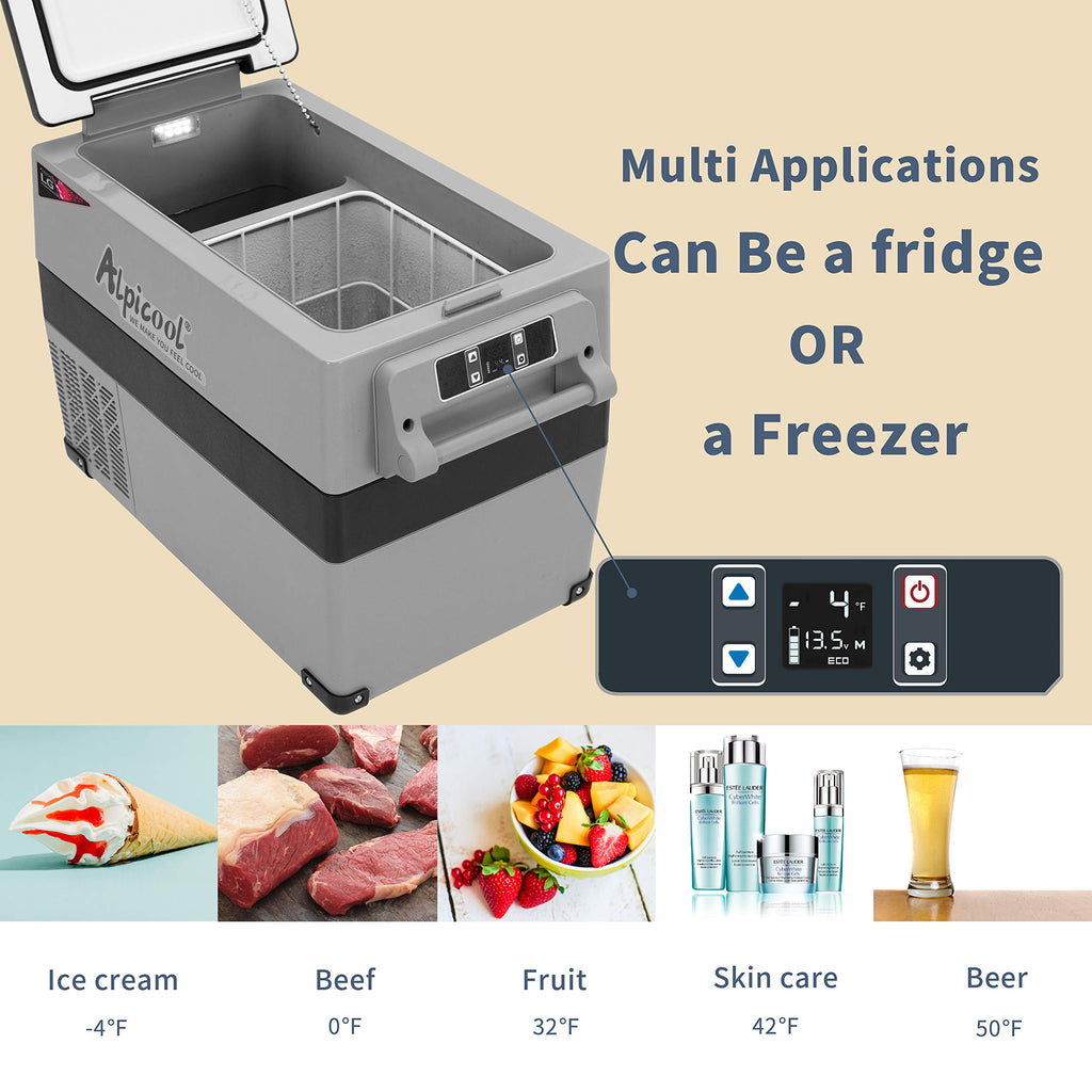 Alpicool NCF35 Portable Fridge Freezer,12 Volt Car Refrigerator, 32 Quart (30.6 Liter) Fast Cooling 12V Car Fridge -4℉~68℉,for Outdoor, Camping, RV, Truck