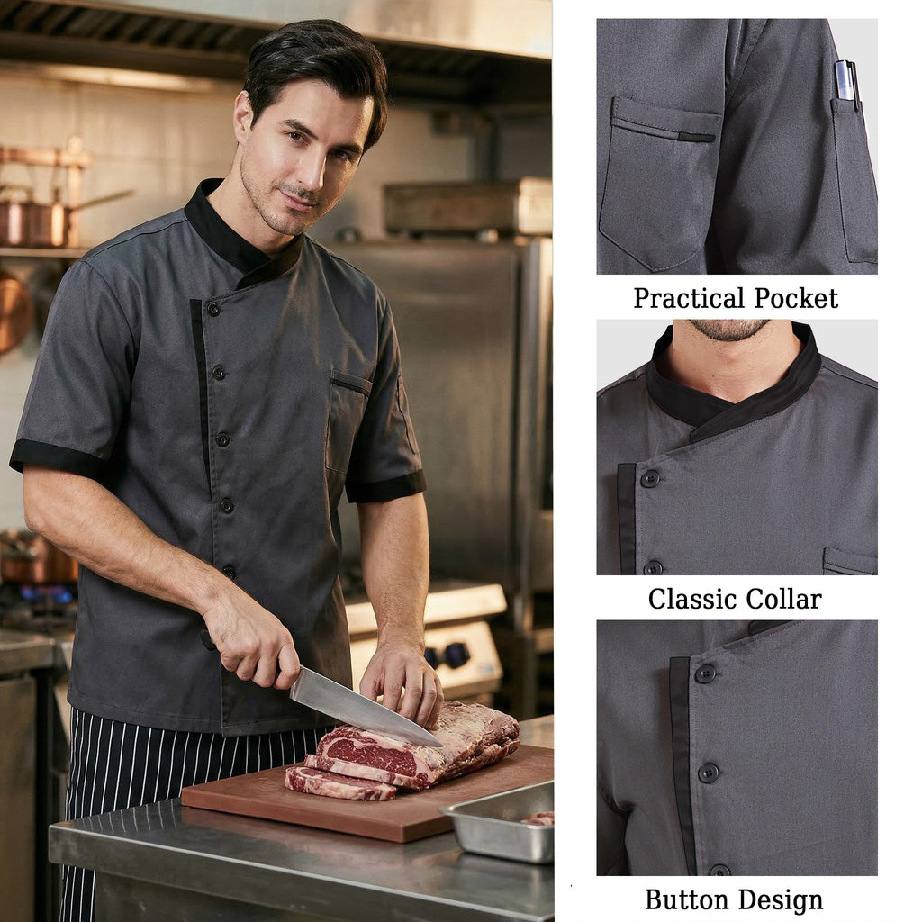 Nanxson Unisex Chef Jacket Men's Chef Coat Restaurant Kitchen Chef Uniform CFM0016