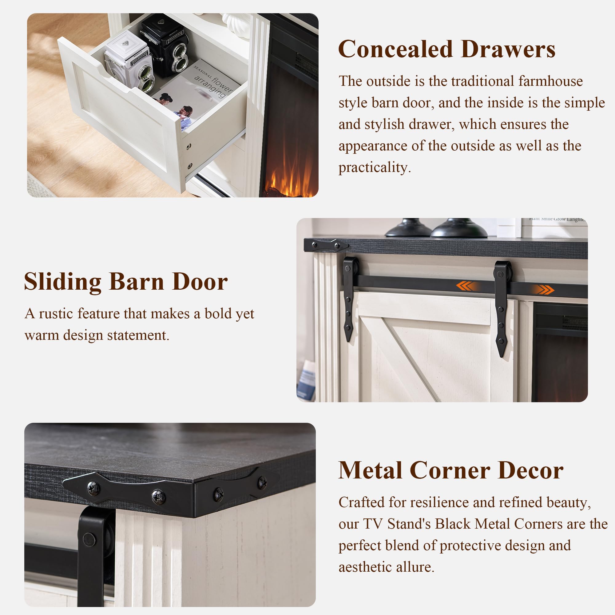 JXQTLINGMU Farmhouse TV Stand for 75+ Inch TV, 32" Tall Entertainment Center w/4 Drawers & Sliding Barn Door, Rustic Media Console w/Storage Shelves, 66" Wood Television Stand for Living Room, Black