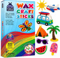 PURPLE LADYBUG 300 PCS Bendable Wax Craft Sticks in 2 Lengths - 6" and 12" Strips in 15 Colors Each, Mess-Free Road Trip Activity for Kids, Travel Toys for Car & Airplane for Kids Ages 4+