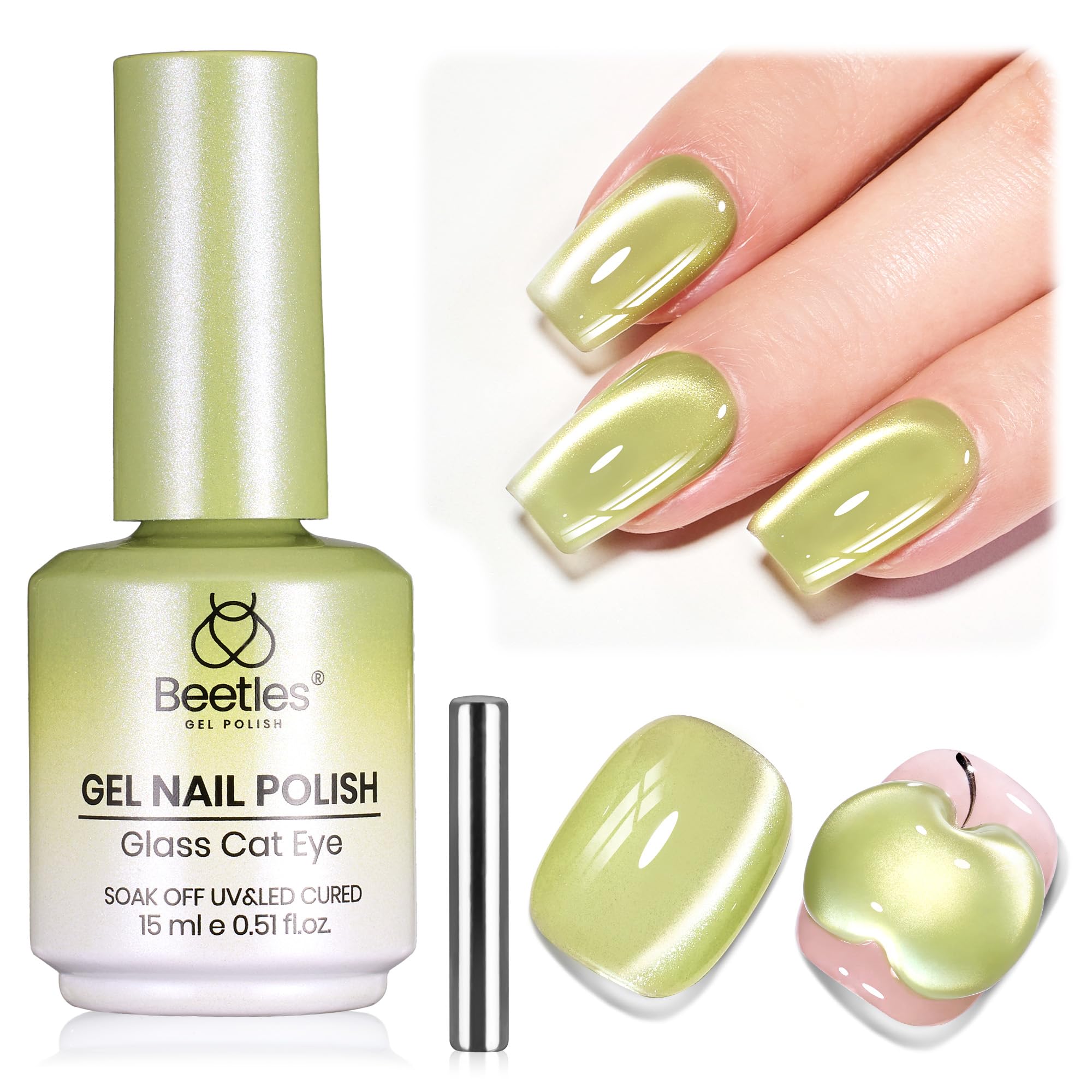 Beetles Star Cascade Silver Cat Eye Gel Nail Polish - 15ML Christmas Silver Glitter Cat Eye Gel Polish with Magnet Soak Off UV Velvet Nail Polish Salon DIY Manicure Winter Gift for Women