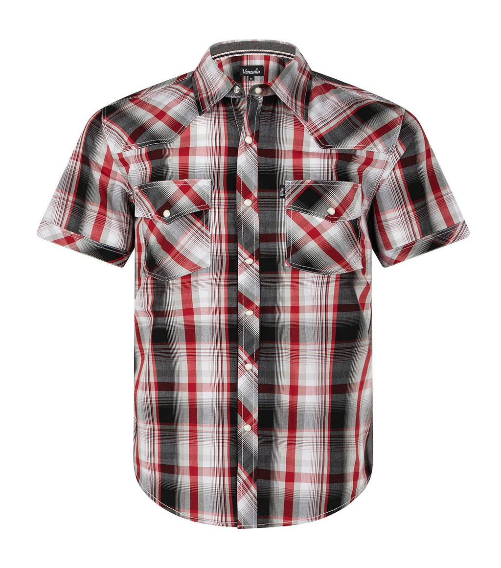 Men's Western Snap Casual Shirt Two Pocket Short Sleeve Shirt