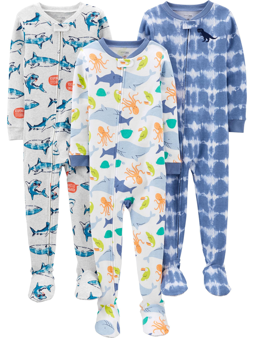 Simple Joys by Carter's Baby Boys 3 pack Snug Fit Footed Cotton Pajamas