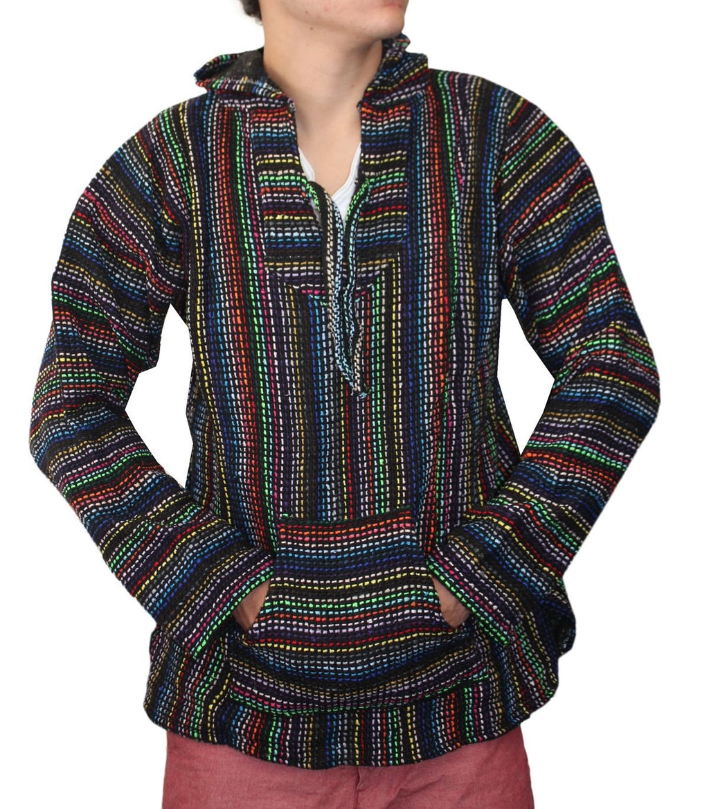 Del Mex Mexican Baja Hoodie Hippie Surf Poncho Sweater Sweatshirt Pullover Jerga