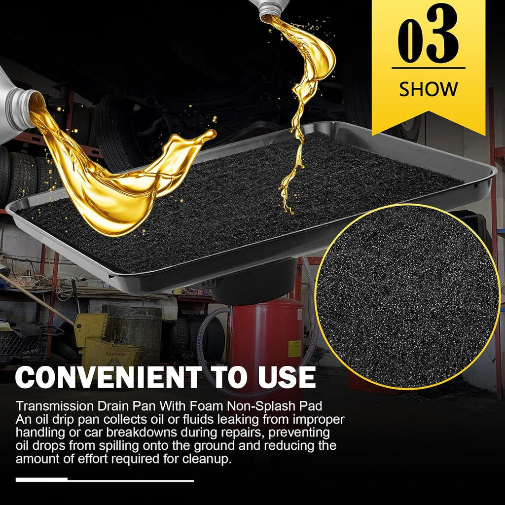 17892 Transmission Drain Pan for Lisle Oil Drains - 2 Pcs 22'' Oil Drain Splash Pad,Large Fluid Catch Pan Square Oil Drain Pan Fits Many Different Funnels Keep Floor Clean