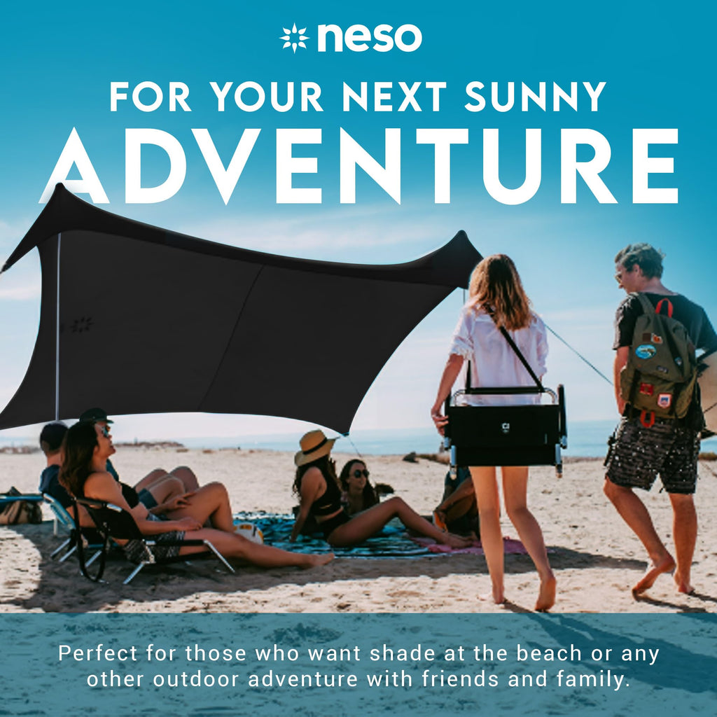 Neso Gigante Portable Beach Tent Sun Shelter - Lightweight Beach Shade Canopy - Easy Setup for Family Outings - Patented Reinforced Corners - UPF 50+ - 8ft Tall, 11 x 11ft - Save The Whales