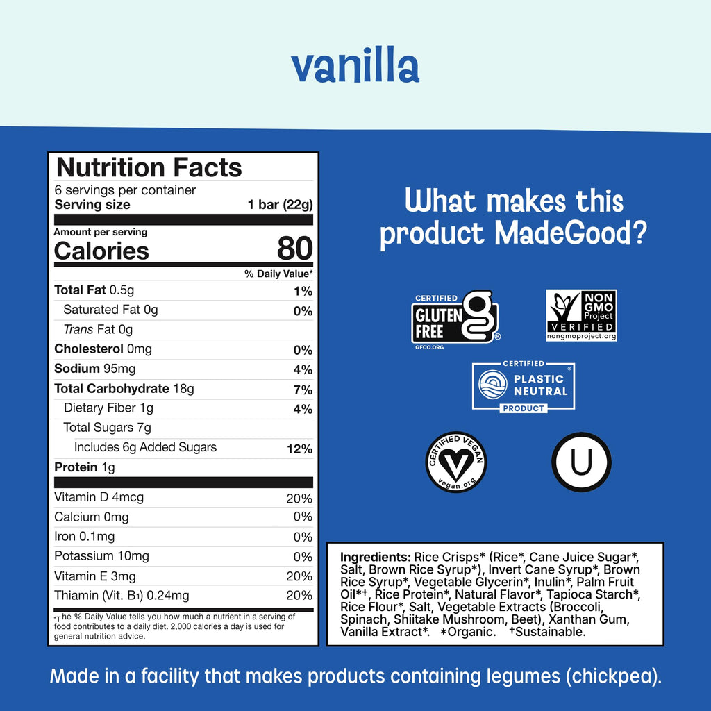 MadeGood Crispy Squares, Chocolate Chip (36 Count) Gluten Free Snacks