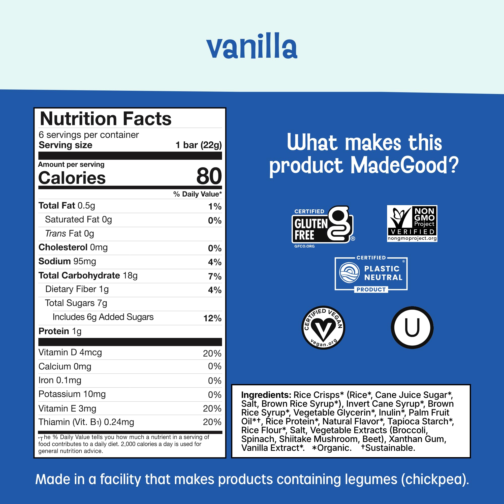 MadeGood Crispy Squares, Chocolate Chip (36 Count) Gluten Free Snacks